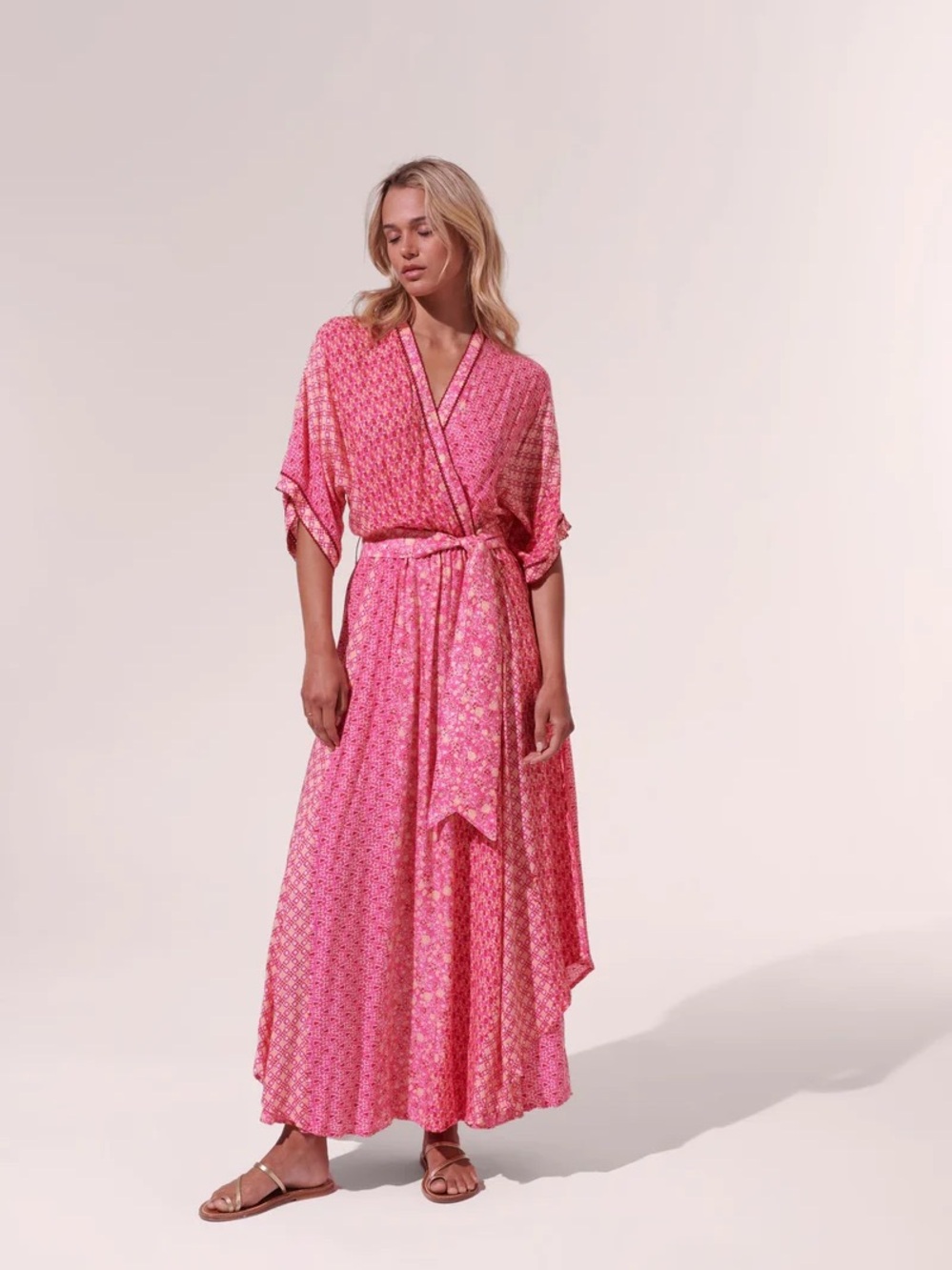 Poupette St Barth Adha Faux Wrap Beach Coverup Maxi Dress - XS